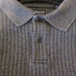 GEORGE Gray L/S Pullover Pinstriped Polo Sweater M